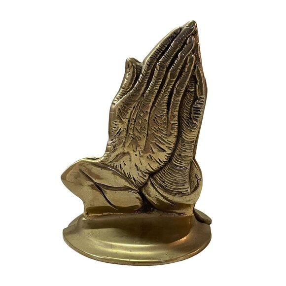 Vintage Brass Praying Hands Book Ends Used MCM - Picture 16 of 16